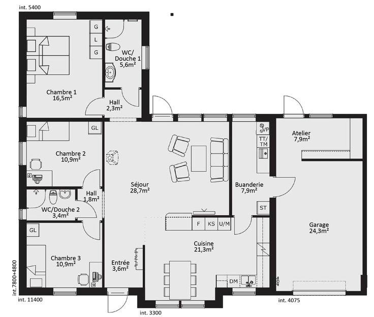 100m2 enplanshus plan