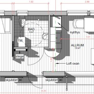 Attefallshus loft ritning