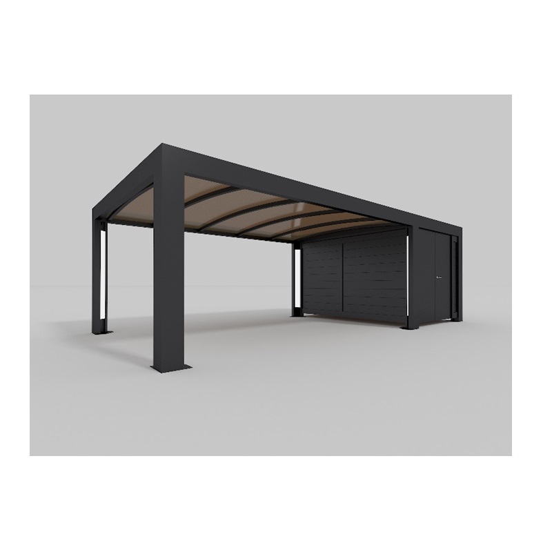 Carport med stort skur