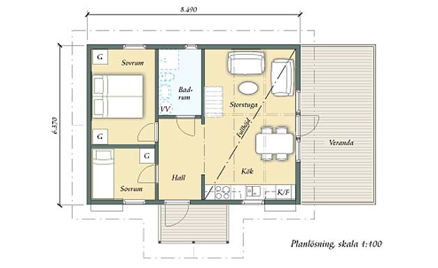 Fritidshus loft planlösning