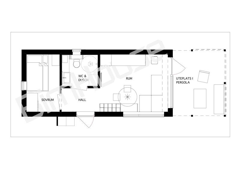 Planlösning attefallshus med loft