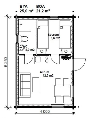 Planlösning attefallshus