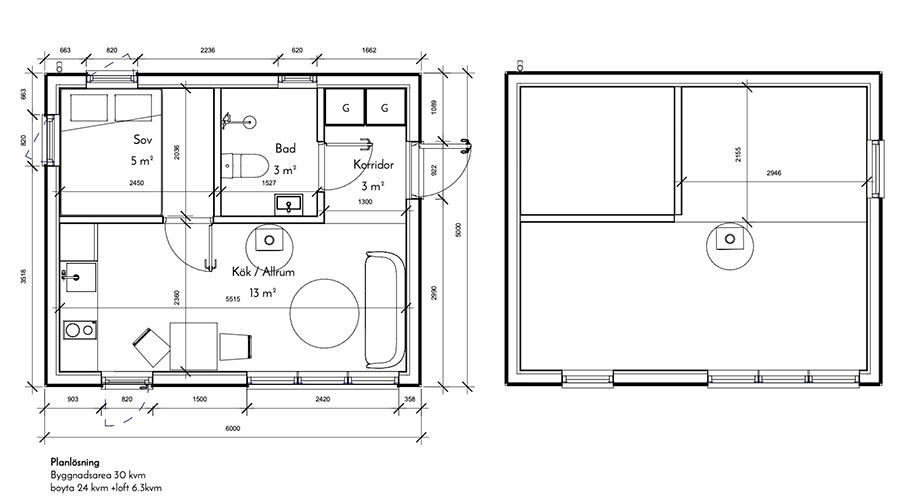 Planritning attefallshus