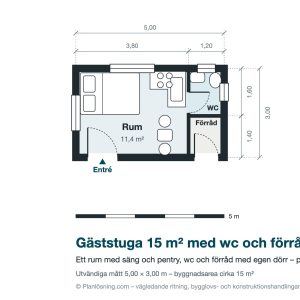 Friggebod med pulpettak: ritning och stomme