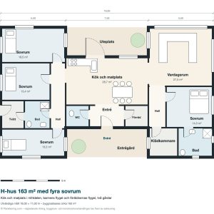 H-format hus: enplansvilla med två gavelflyglar