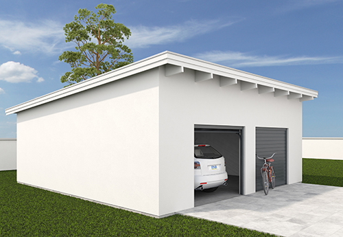 Ritning garage med platt tak