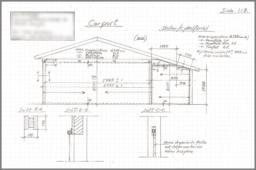Ritning på carport