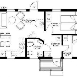 Ritning stuga 40 kvm
