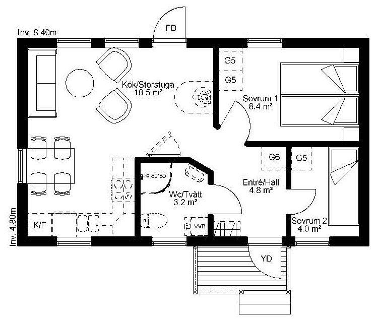 Ritning stuga 40 kvm